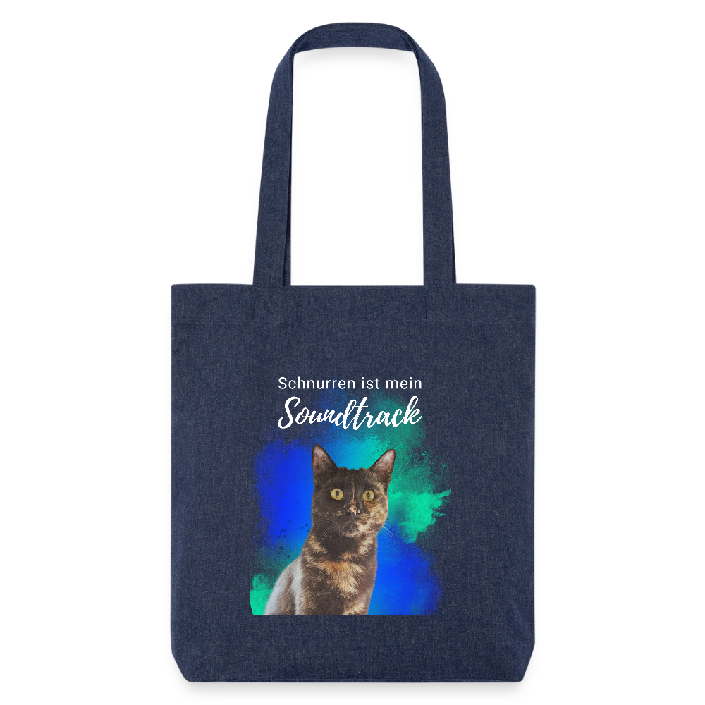 LiNBW. Stoffbeutel Schnurren ist mein Soundtrack - melange Blue