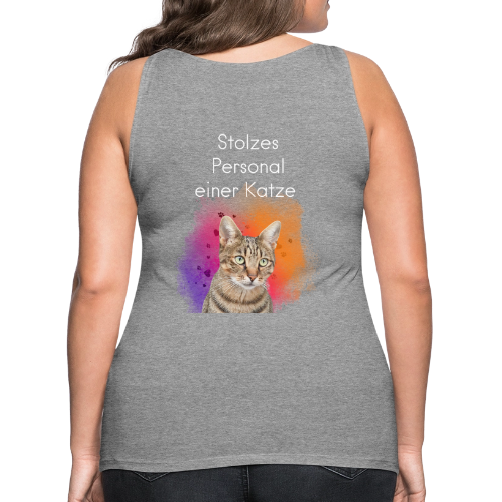 LiNBW. Frauen Tank-Top Stolzes Personal einer Katze - Grau meliert