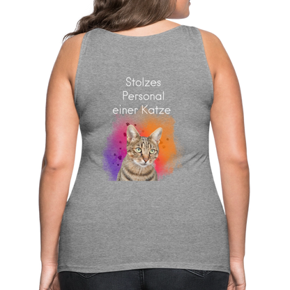LiNBW. Frauen Tank-Top Stolzes Personal einer Katze - Grau meliert