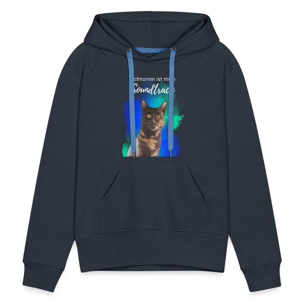 LiNBW.  Frauen Hoodie Schnurren ist mein Soundtrack - Navy
