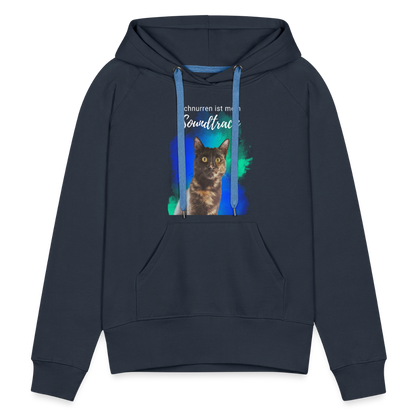 LiNBW.  Frauen Hoodie Schnurren ist mein Soundtrack - Navy