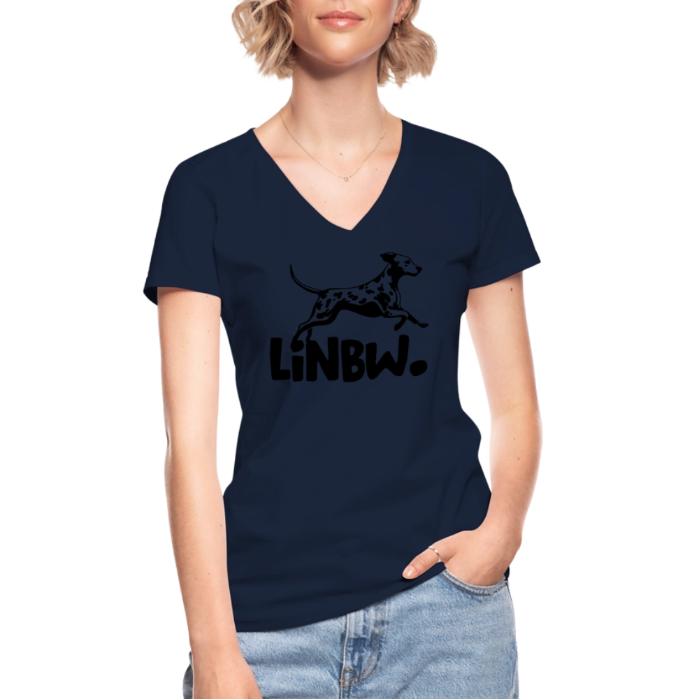 LiNBW. Frauen T-Shirt V-Ausschnitt - Navy