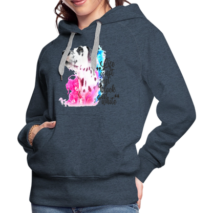 LiNBW. Frauen Hoodie Dalmatiner Life is not just black and white - Jeansblau