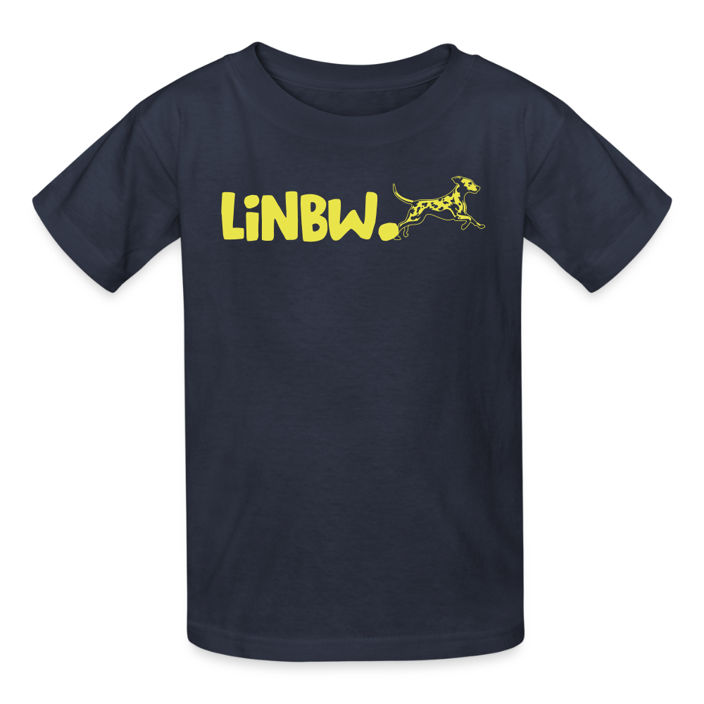 Kinder-T-Shirt – „LiNBW.“ Logo vorne & Zitat hinten | Doppelseitiger Style für tierliebe Kids - Navy