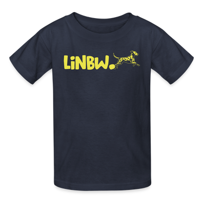 Kinder-T-Shirt – „LiNBW.“ Logo vorne & Zitat hinten | Doppelseitiger Style für tierliebe Kids - Navy