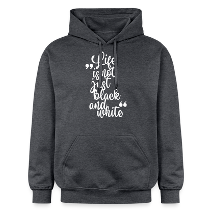 LiNBW. Männer & Frauen Hoodie Life is not just black and white - Dunkelgrau meliert
