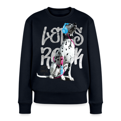 Damen Pullover „Let’s Rock“ – Boa mit Kopfhörern – für Musik- & Hundefans 🎧🐾 - Navy