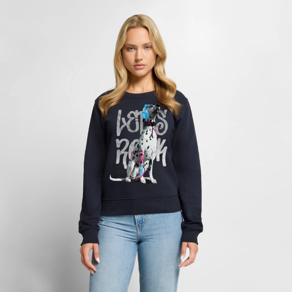 Damen Pullover „Let’s Rock“ – Boa mit Kopfhörern – für Musik- & Hundefans 🎧🐾 - Navy