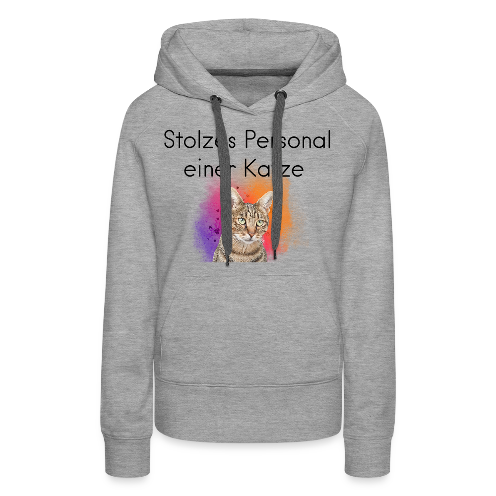 LiNBW.  Frauen Hoodie Stolzes Personal einer Katze - Grau meliert