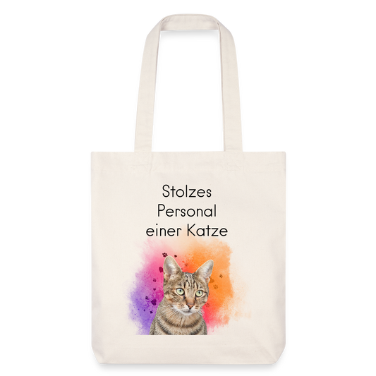LiNBW. Stoffbeutel Stolzes Personal einer Katze - Naturweiß