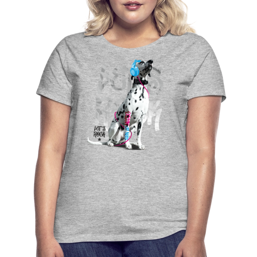 LiNBW. Frauen T-Shirt Dalmatiner Let's Rock - Grau meliert