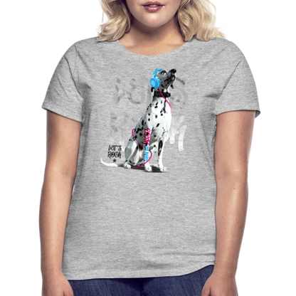 LiNBW. Frauen T-Shirt Dalmatiner Let's Rock - Grau meliert