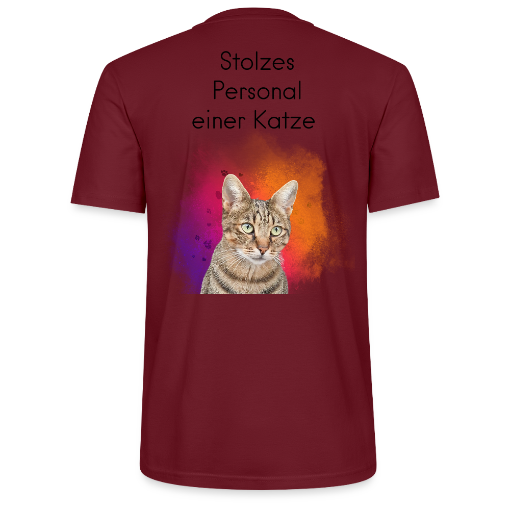 LiNBW. Männer T-Shirt Stolzes Personal einer Katze - Burgunderrot