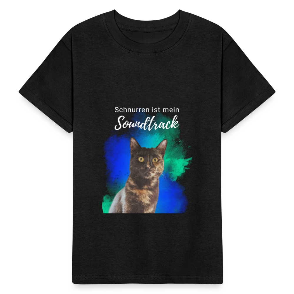 Kinder-T-Shirt – Schnurren ist mein Soundtrack | Für kleine Katzenfreunde - Schwarz