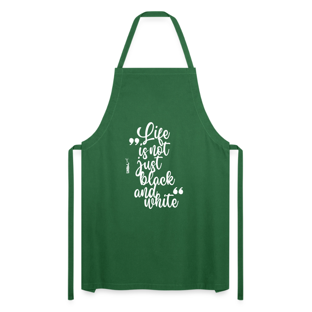 Kochschürze mit Spruch „Life is not just black and white“ – Statement für Küche & Grill - Grün
