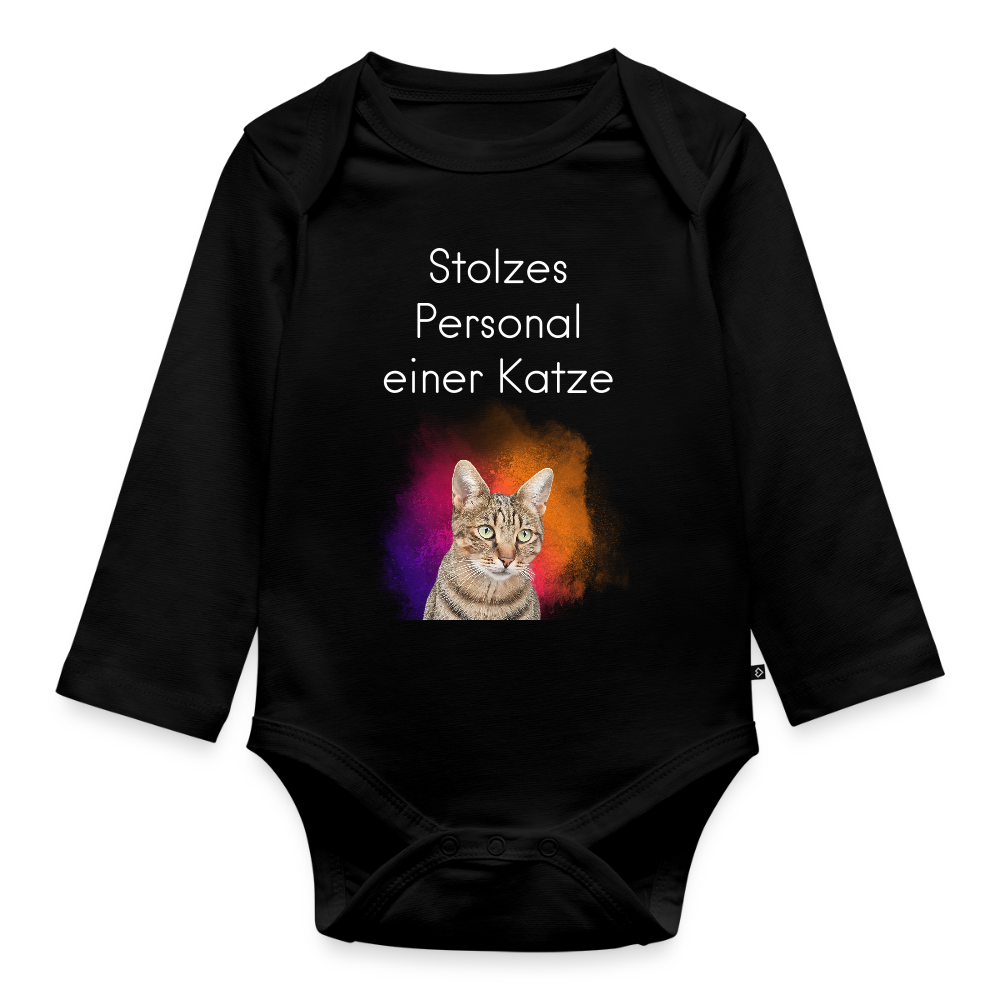 Baby-Body „Stolzes Personal einer Katze“ – Mit frecher Katzenbotschaft - Schwarz