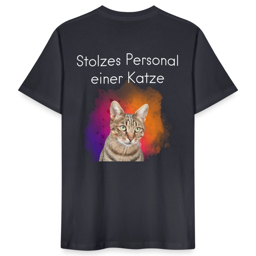 LiNBW. Männer T-Shirt Stolzes Personal einer Katze - Dunkles Graublau