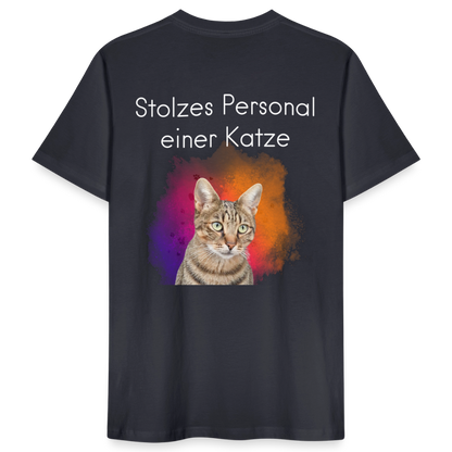 LiNBW. Männer T-Shirt Stolzes Personal einer Katze - Dunkles Graublau