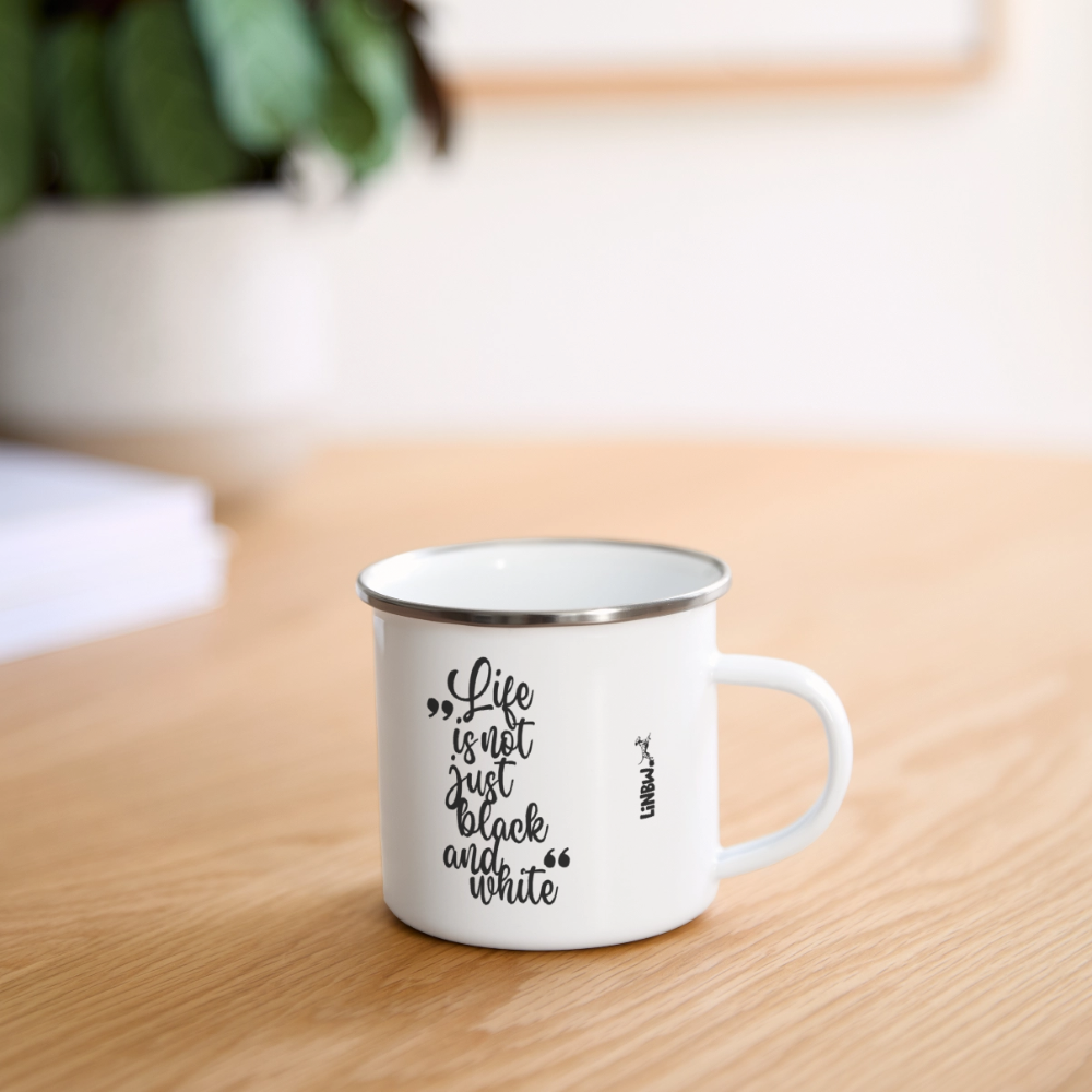 LiNBW. Emaille-Tasse Life is not just black and white - Weiß