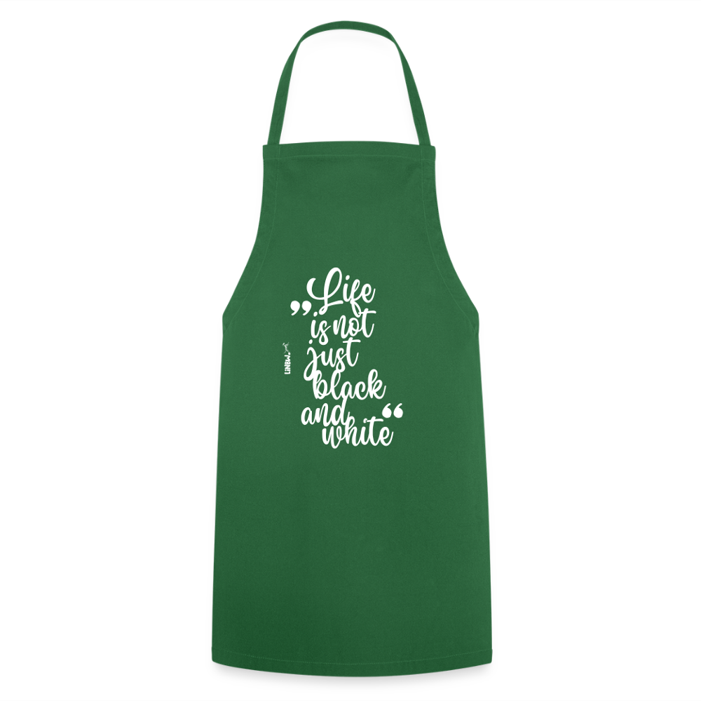 Kochschürze mit Spruch „Life is not just black and white“ – Statement für Küche & Grill - Grün