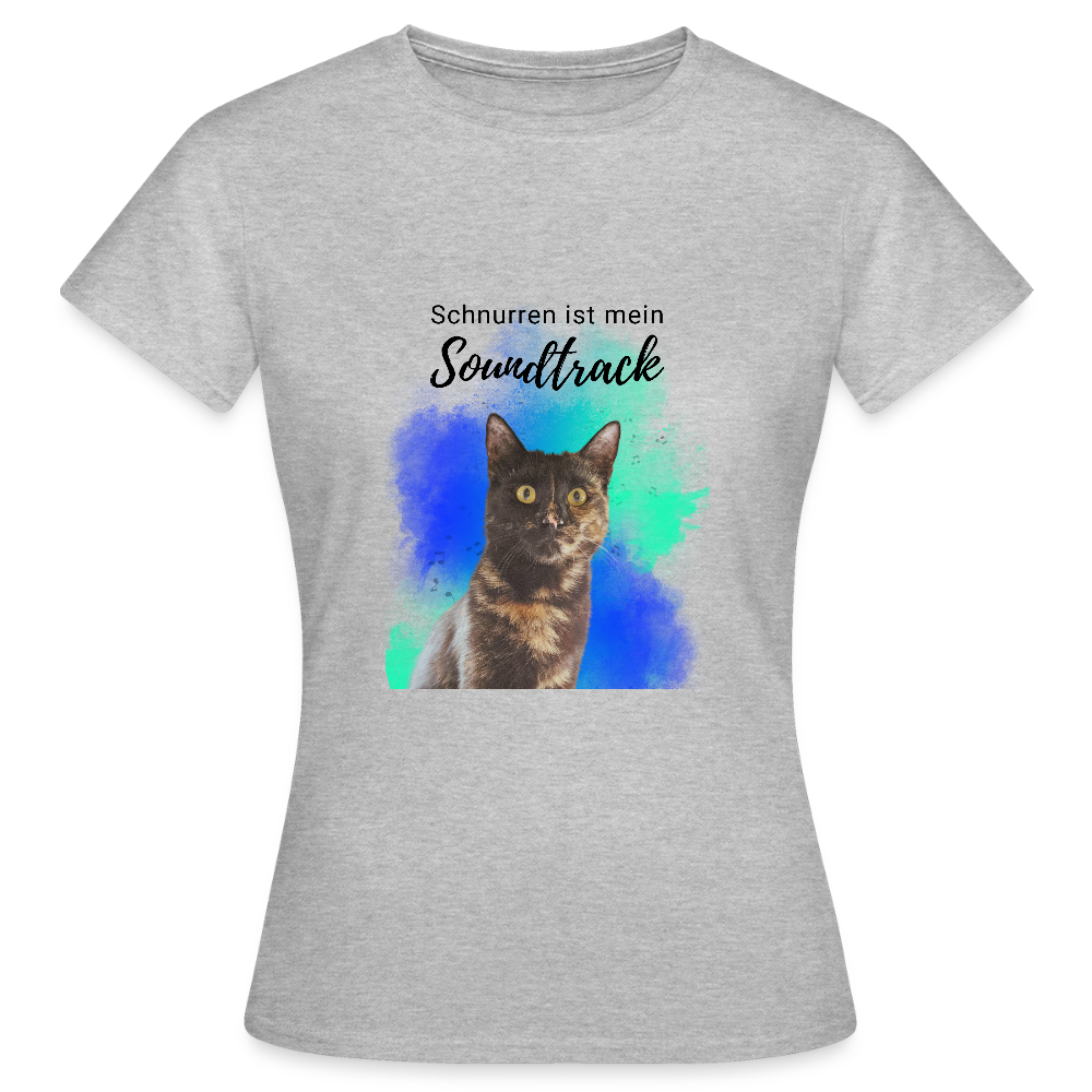 LiNBW. Frauen T-Shirt Schnurren ist mein Soundtrack - Grau meliert