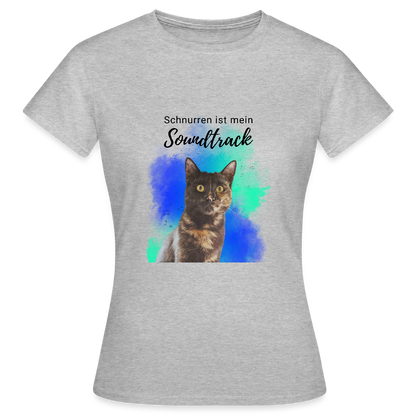 LiNBW. Frauen T-Shirt Schnurren ist mein Soundtrack - Grau meliert