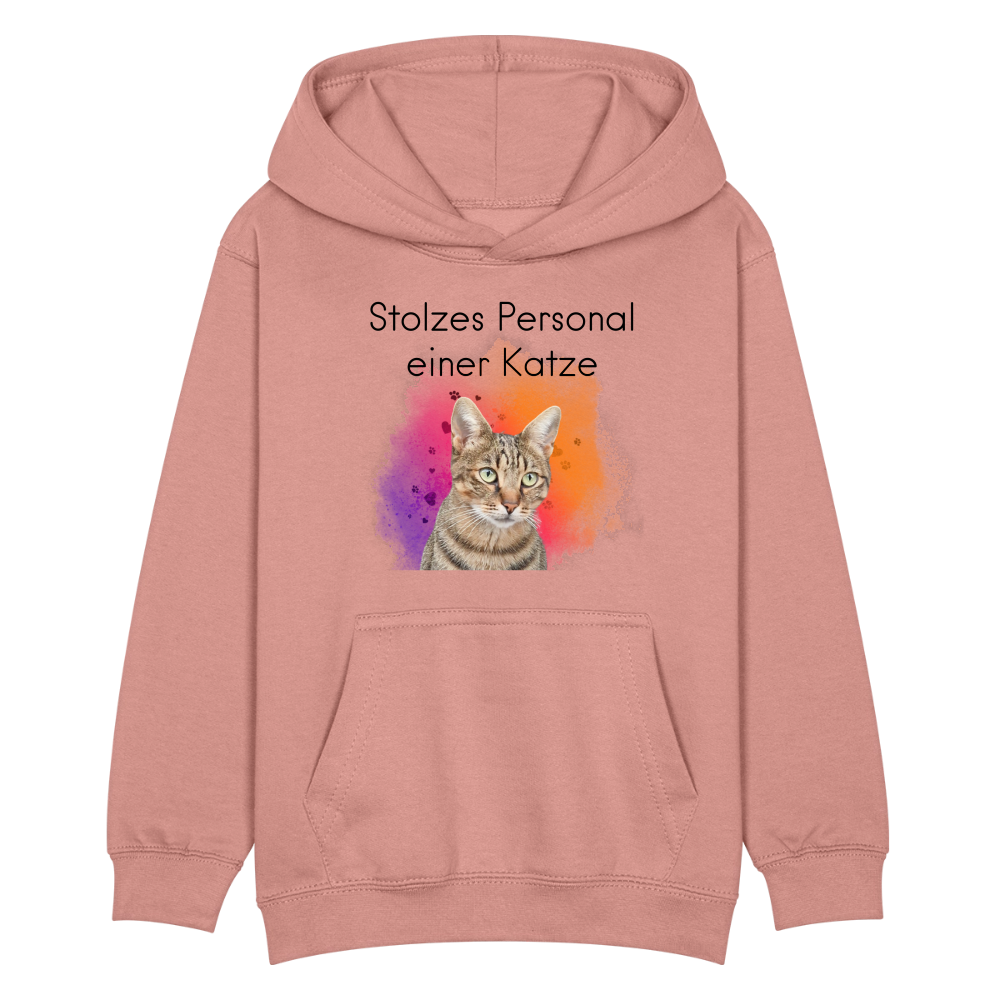 LiNBW. Kinder Hoodie Stolzes Personal einer Katze - Altrosa