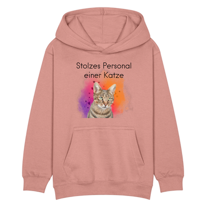 LiNBW. Kinder Hoodie Stolzes Personal einer Katze - Altrosa