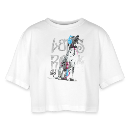 LiNBW. Frauen Cropped T-Shirt Dalmatiner Let's Rock - Weiß
