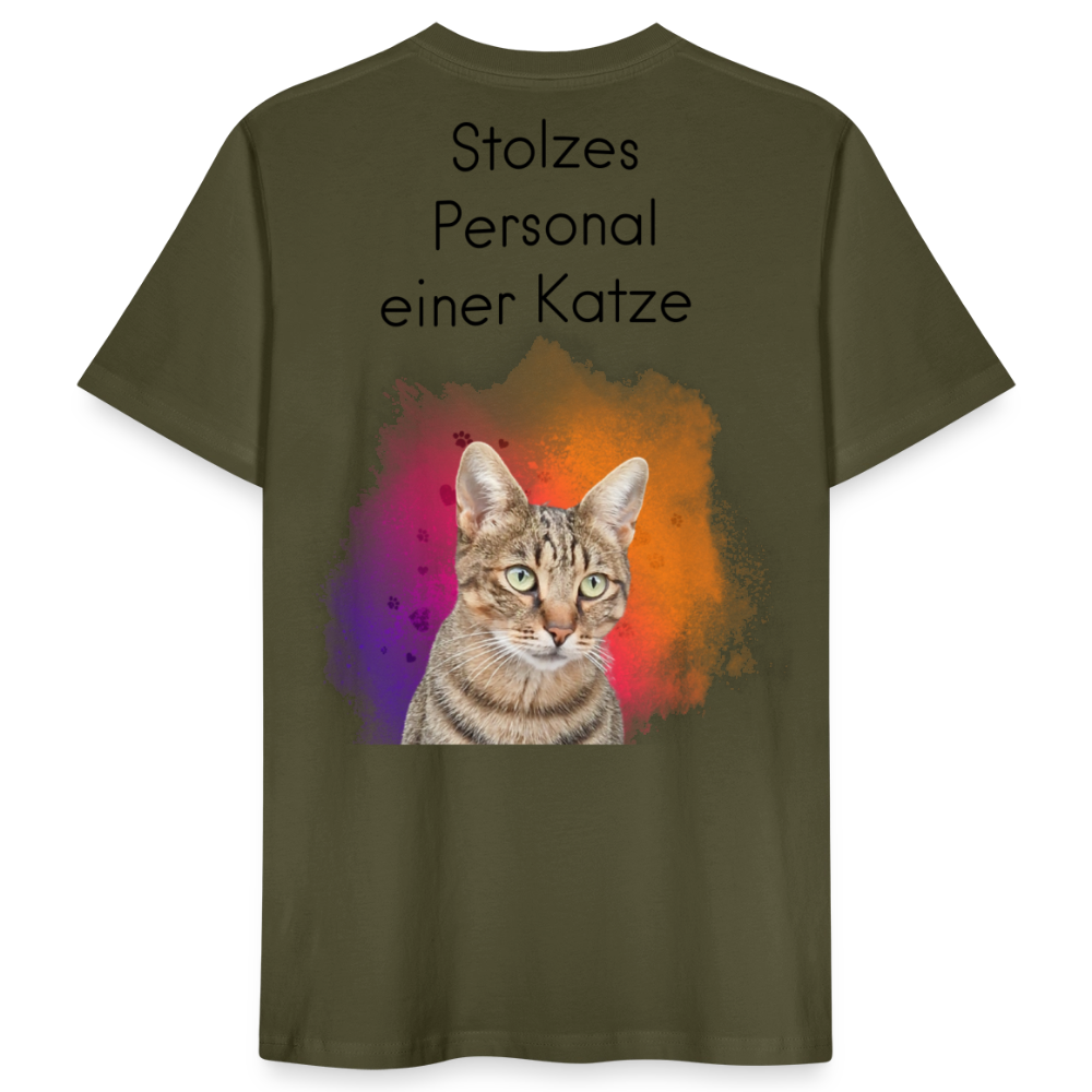 LiNBW. Männer T-Shirt Stolzes Personal einer Katze - Khaki