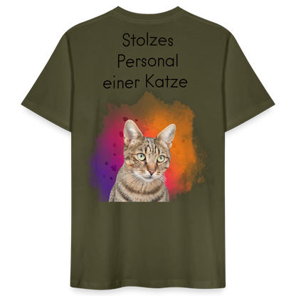 LiNBW. Männer T-Shirt Stolzes Personal einer Katze - Khaki