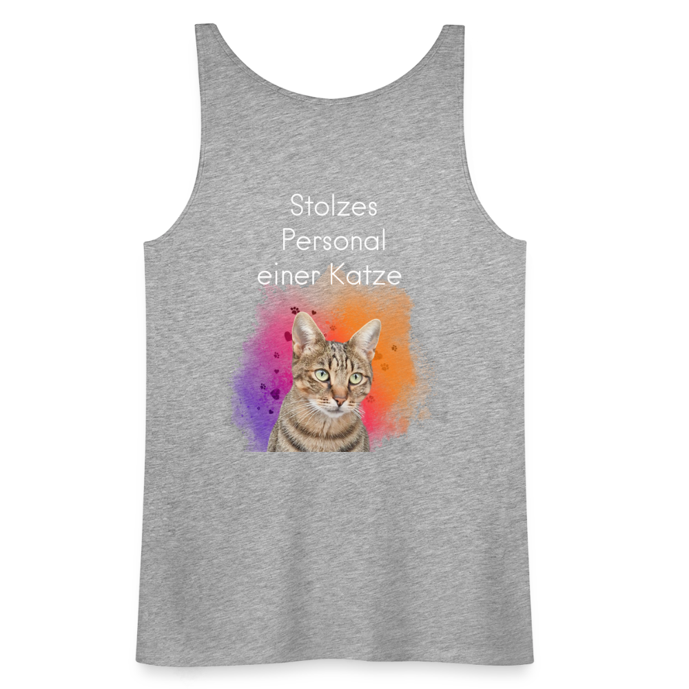 LiNBW. Frauen Tank-Top Stolzes Personal einer Katze - Grau meliert