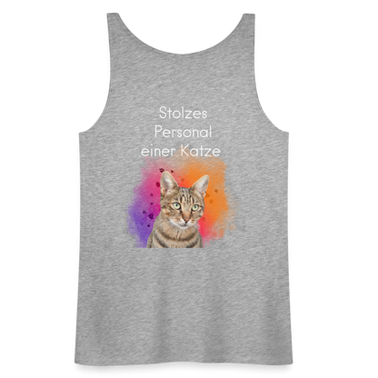 LiNBW. Frauen Tank-Top Stolzes Personal einer Katze - Grau meliert