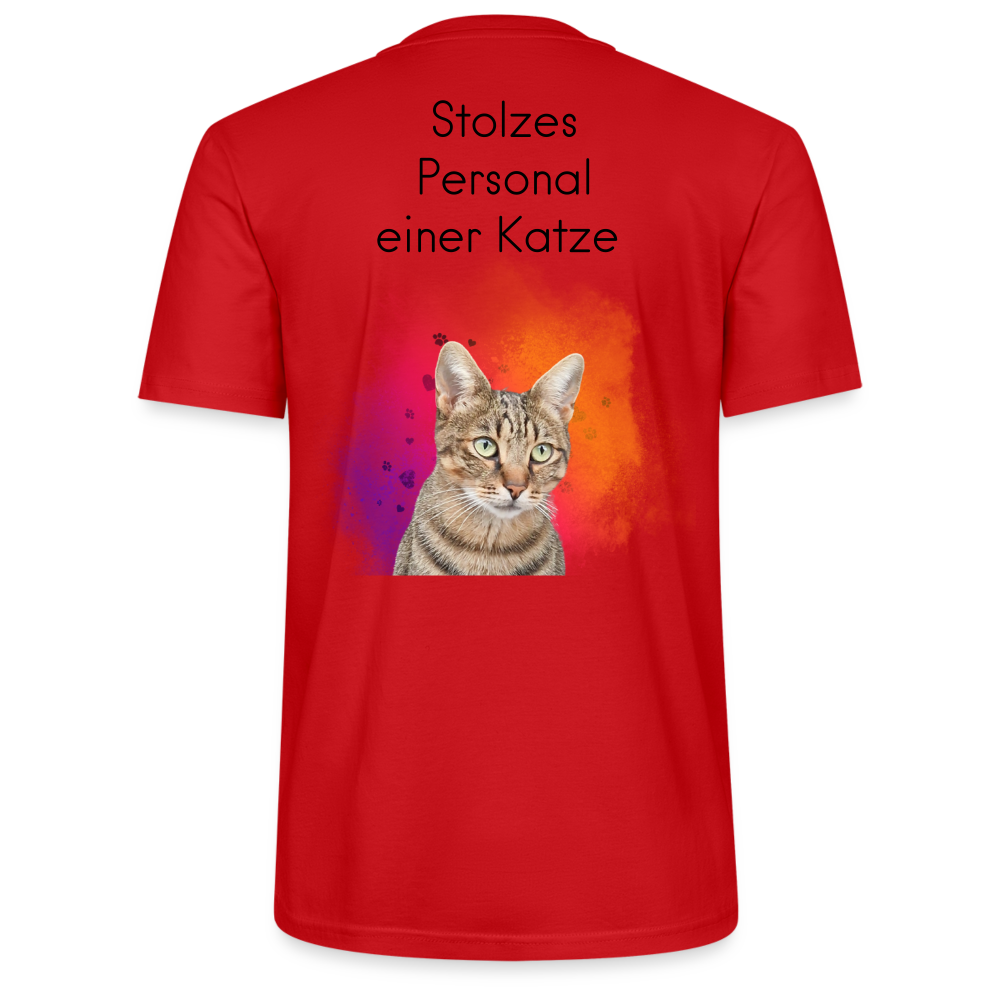 LiNBW. Männer T-Shirt Stolzes Personal einer Katze - Rot