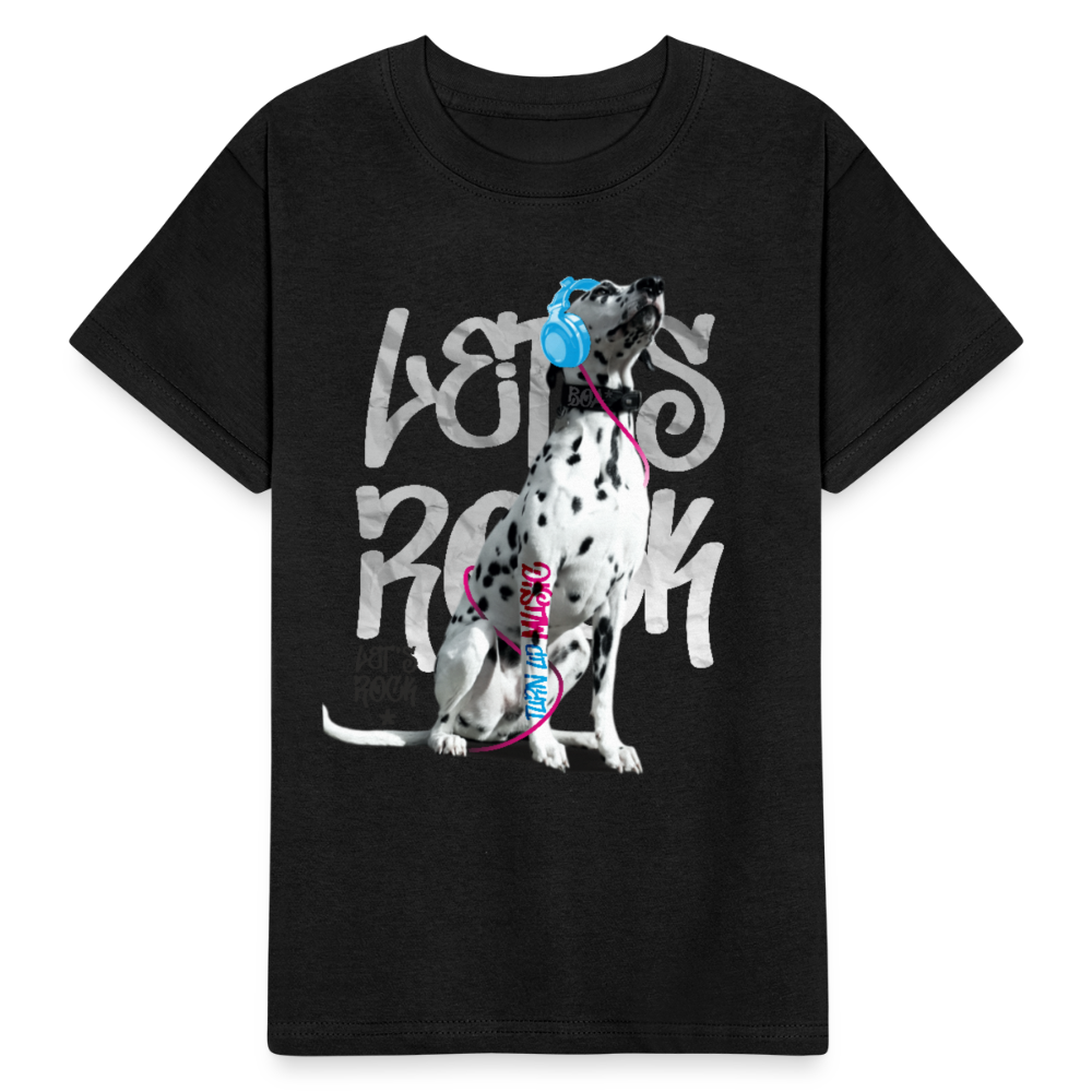 Kinder-T-Shirt – Let's Rock mit Dalmatiner | Musikfans aufgepasst! - Schwarz