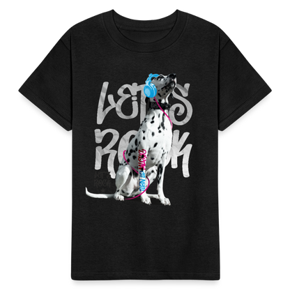 Kinder-T-Shirt – Let's Rock mit Dalmatiner | Musikfans aufgepasst! - Schwarz