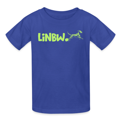 Kinder-T-Shirt – „LiNBW.“ Logo vorne & Zitat hinten | Doppelseitiger Style für tierliebe Kids - Royalblau