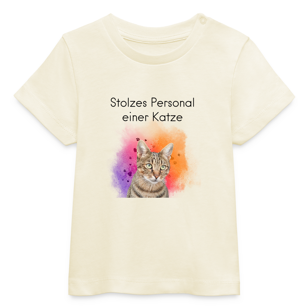 LiNBW. Baby T-Shirt Stolzes Personal einer Katze - Weißgrau