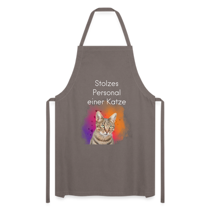 Kochschürze „Stolzes Personal einer Katze“ – Für wahre Katzenbedienstete - Grau