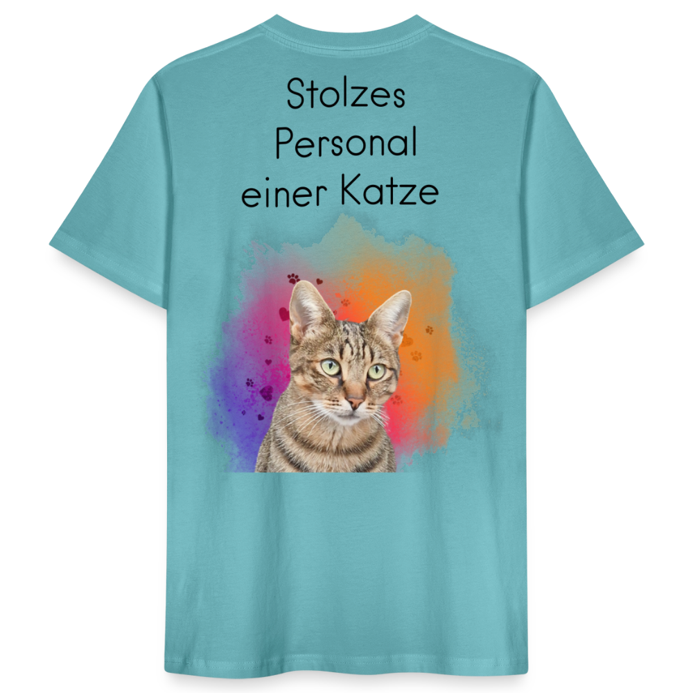 LiNBW. Männer T-Shirt Stolzes Personal einer Katze - Pastelltürkis