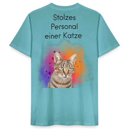 LiNBW. Männer T-Shirt Stolzes Personal einer Katze - Pastelltürkis