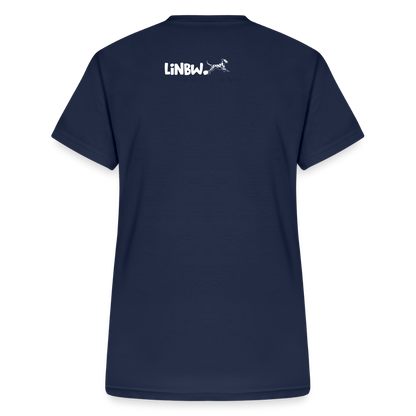 LiNBW. Frauen T-Shirt V-Ausschnitt Dalmatiner Life is not just black and white - Navy
