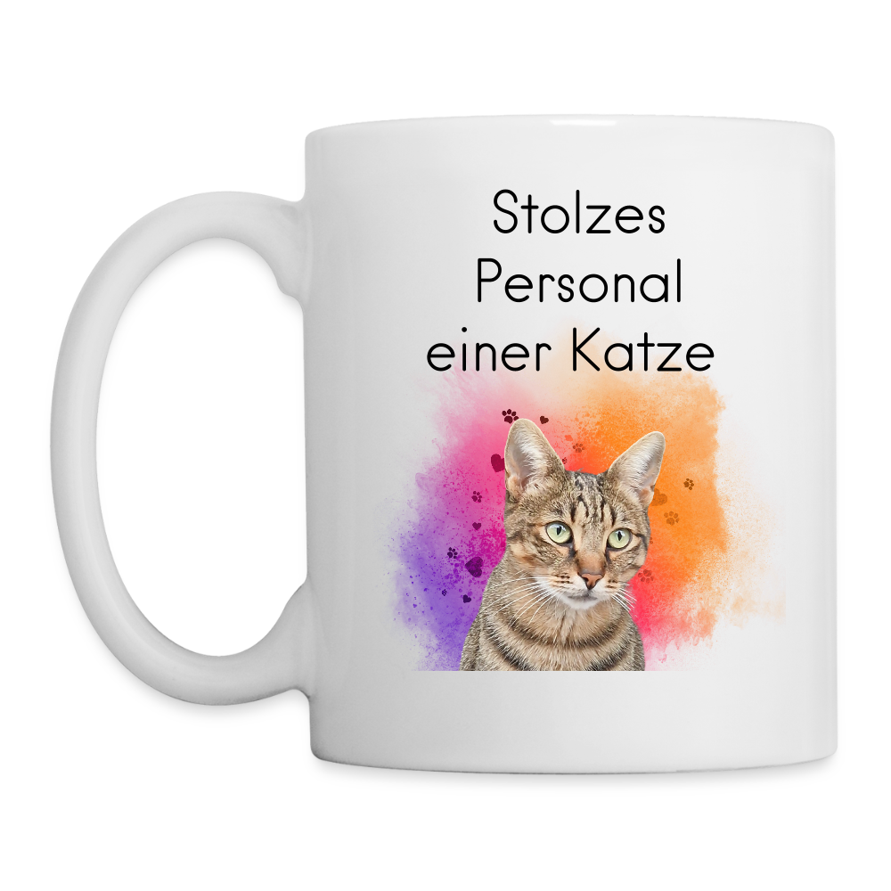 LiNBW. Keramiktasse Stolzes Personal einer Katze - Weiß