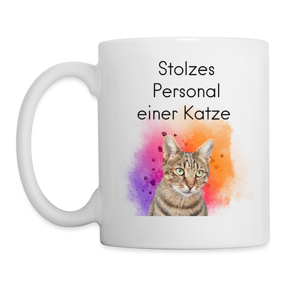 LiNBW. Keramiktasse Stolzes Personal einer Katze - Weiß
