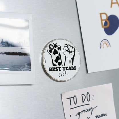 Magnet „Best Team Ever!“ – Tierfreundschaft mit Power fürs Zuhause - Weiß