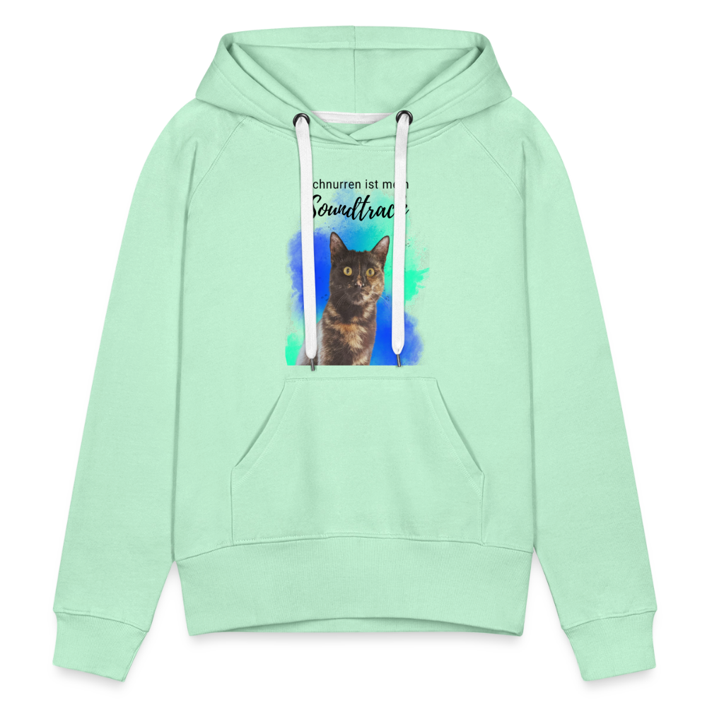 LiNBW.  Frauen Hoodie Schnurren ist mein Soundtrack - helles Mintgrün