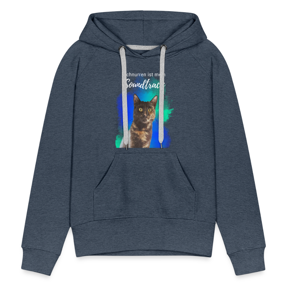 LiNBW.  Frauen Hoodie Schnurren ist mein Soundtrack - Jeansblau