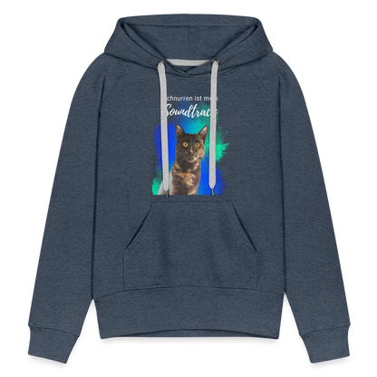 LiNBW.  Frauen Hoodie Schnurren ist mein Soundtrack - Jeansblau