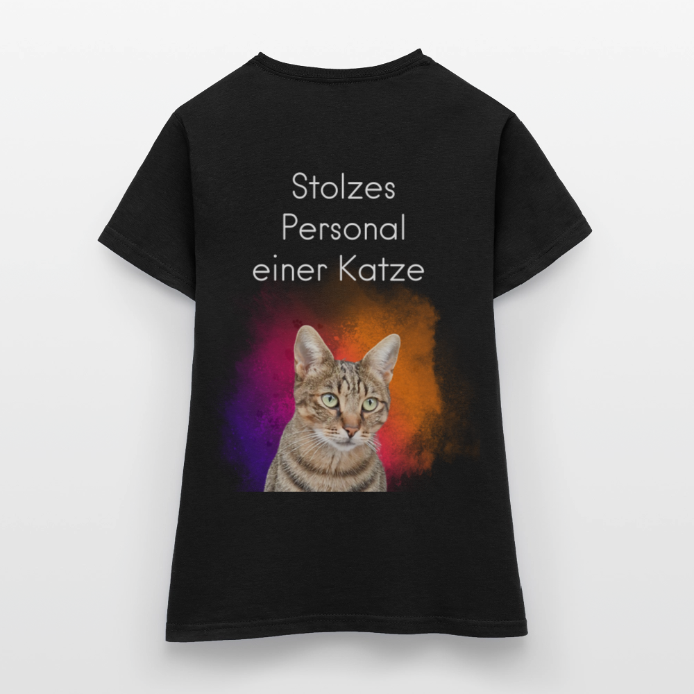LiNBW. Frauen T-Shirt Stolzes Personal einer Katze - Schwarz