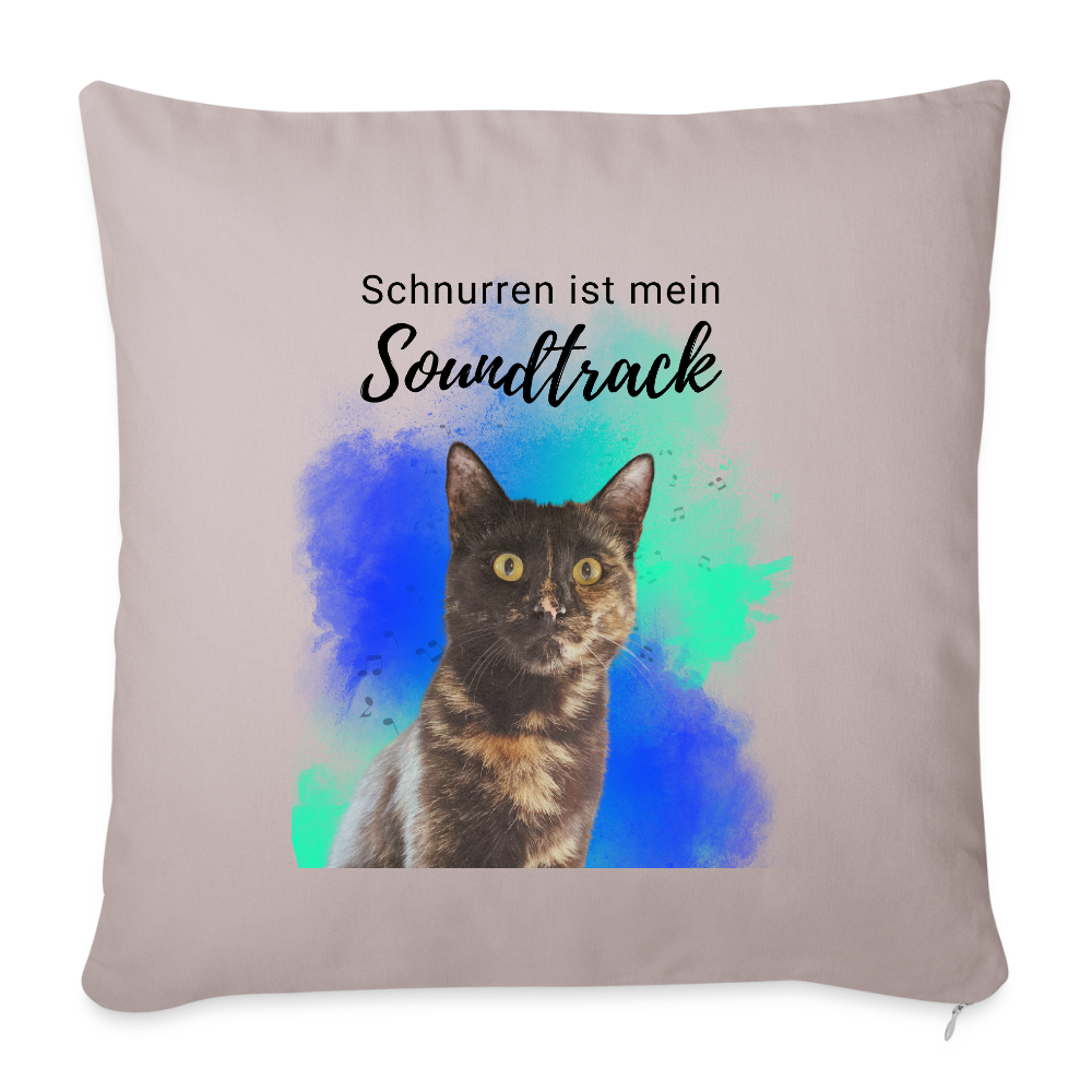 LiNBW. Kissen mit Füllung 45 x 45 cm Schnurren ist mein Soundtrack - helles Taupe